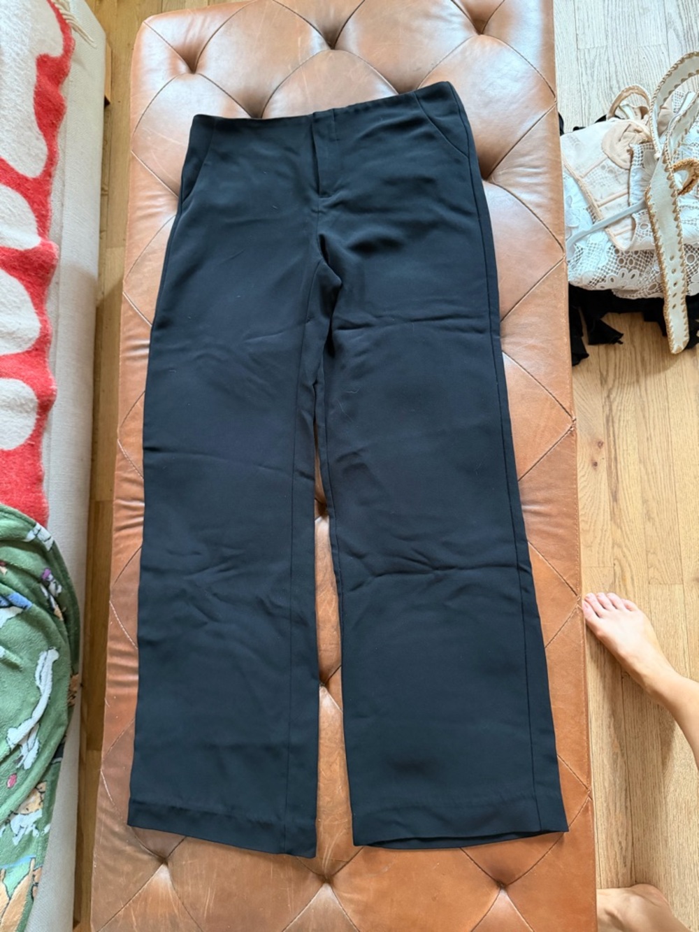 Reformation Classic Black Wide-Leg Trousers low rise